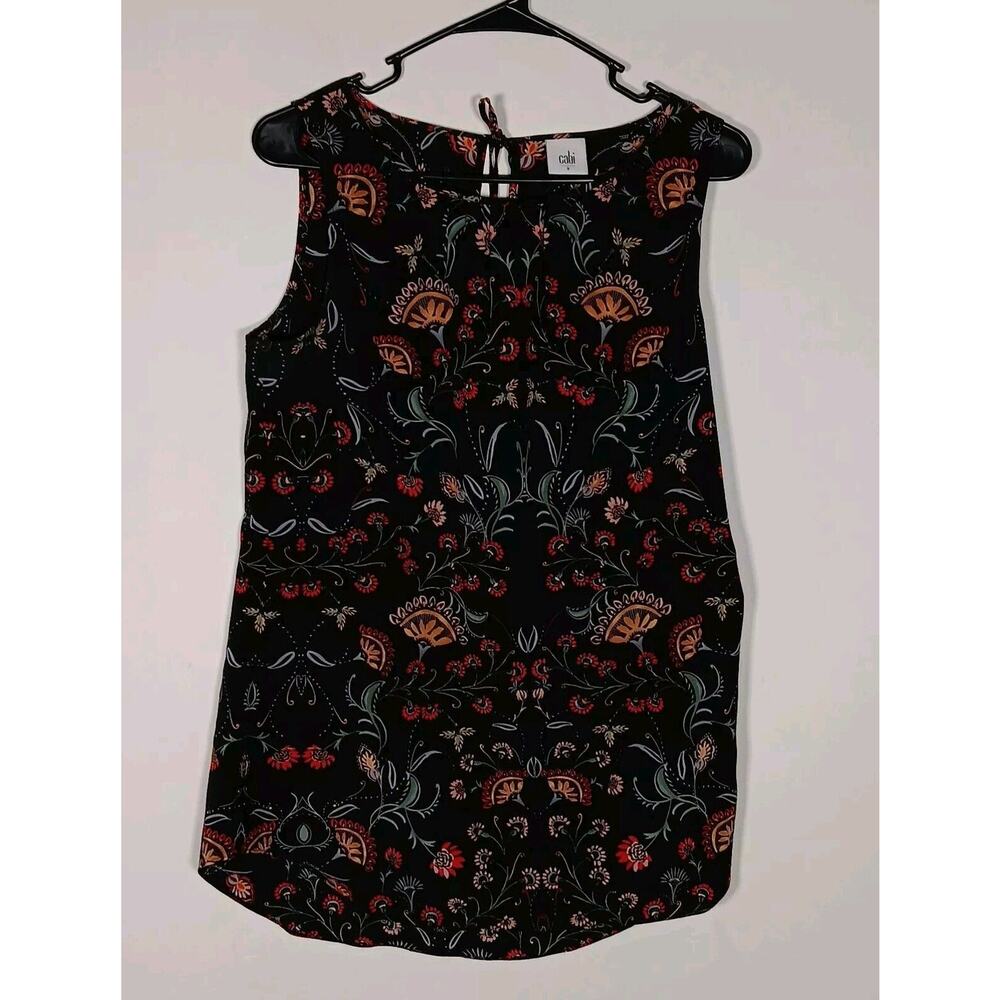 CABI Top Sleeveless Shirt Black Multicolor Blouse Small